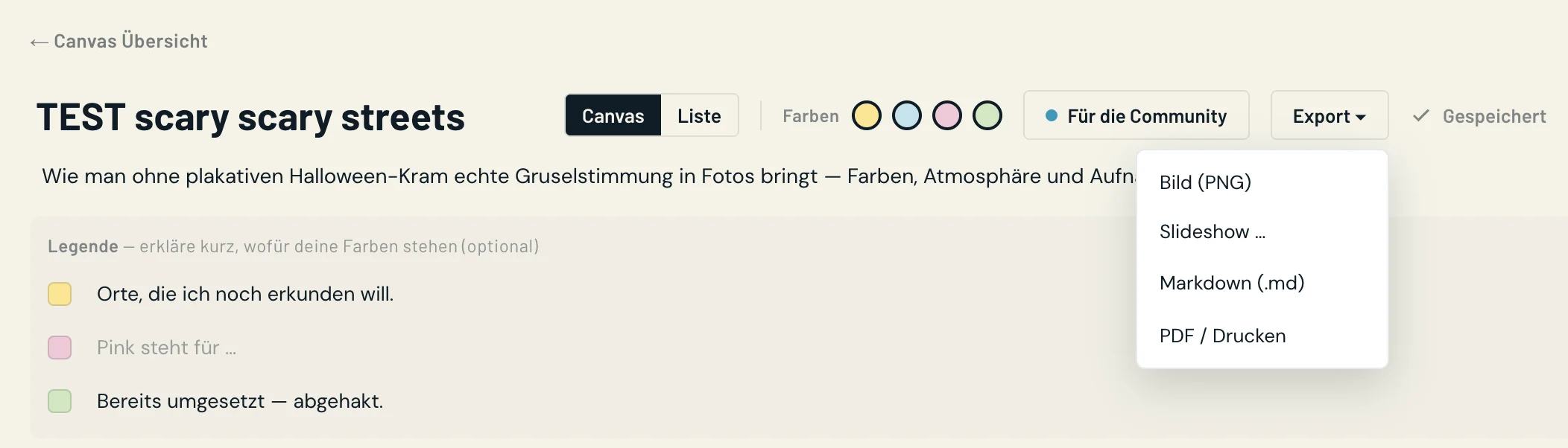 Slideshow Builder der Picture-Idea-Canvas